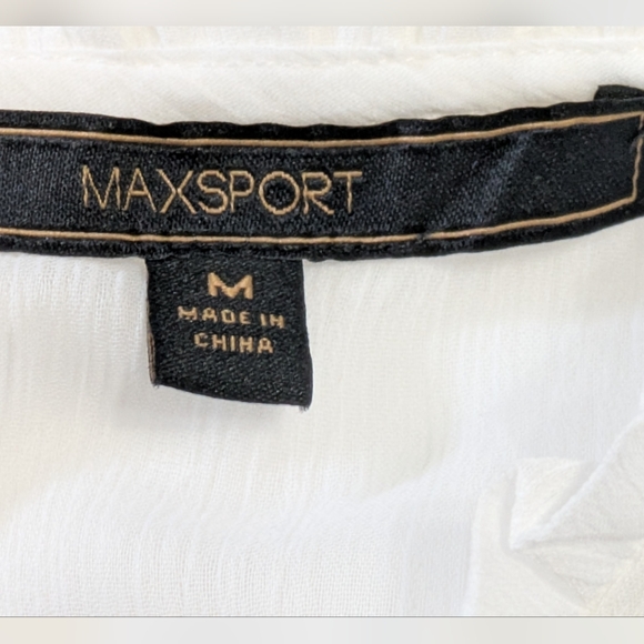 MaxSport White Sleeveless Dress with Floral Embroidery. NWOT Size 8. - Picture 2 of 10